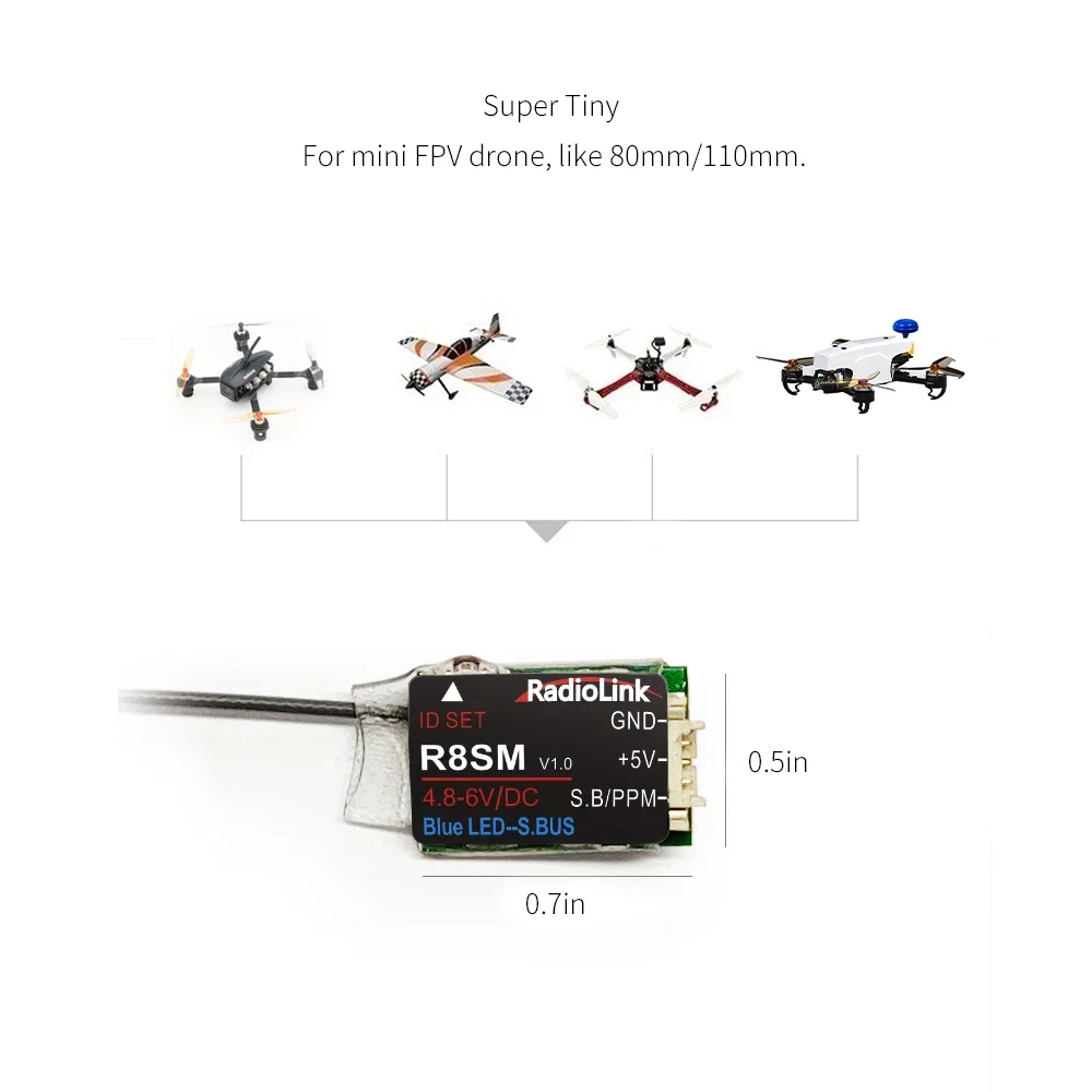 Radiolink R8SM 8CH Mini RC Rec - đánh giá và giá Receiver Sbus 8Ch